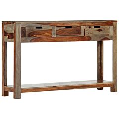Console Table With 3 Drawers 47.2"x11.8"x29.5" Solid Sheesham Wood - Grey