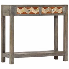 Console Table Gray 33.9"x11.8"x29.9" Solid Mango Wood - Grey