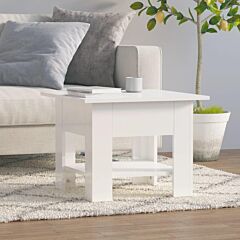 Coffee Table High Gloss White 21.7"x21.7"x21.7" Chipboard - White