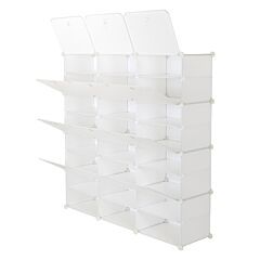 8-tier Portable 48 Pair Shoe Rack Organizer 24 Grids Tower Shelf Storage Cabinet Stand Expandable For Heels, Boots, Slippers, White Rt - White