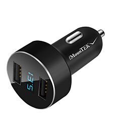 Universal 15w/3.1a Dual Usb Car Charger Adapter Aluminum Alloy Fast Car Charging Adapter For Iphone Xr Xs Tablet Pc - Black