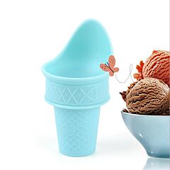 Ice Cream Holder Silicone Ice Cream Cone Ice Cream Cup Cone Shaped Reusable Ice Cream Holder - Blue