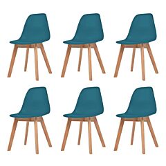 Dining Chairs 6 Pcs Turquoise Plastic - Turquoise