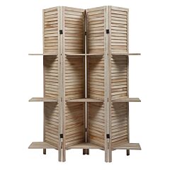 4-piece Louver Screen With Storage Board-light Burnt Color - Light Burnt Color