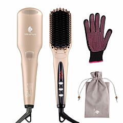 Hair Straightener Brush By Miropure For Silky Frizz-free Hair With Mch Heating Technology For Great Styling At Home - Gold