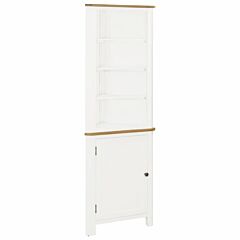 Corner Cabinet 23.2"x14.2"x70.9" Solid Oak Wood - White