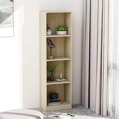 4-tier Book Cabinet Sonoma Oak 15.7"x9.4"x55.9" Chipboard - Brown