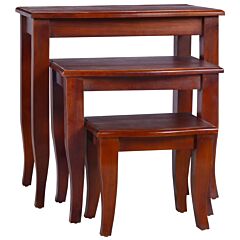 Side Tables 3 Pcs Classical Brown Solid Mahogany Wood - Brown