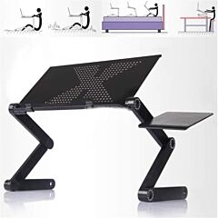 Free Shipping Adjustable Laptop Stand, Portable Laptop Table Stand Ergonomic Lap Desk Tv Bed Tray Standing Desk Yj - Black