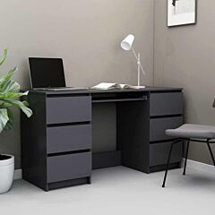 Writing Desk High Gloss Gray 55.1"x19.7"x30.3" Chipboard - Grey