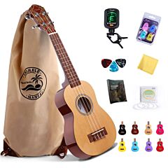 Soprano Ukulele 21 In Mini Kids Guitar Hawaiian Ukelele Instrument Kits Basswood Ukalalee For Beginner Adults Kids Starter Ukeleles Kit(natural) - 21"