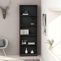 5-tier Book Cabinet Gray 23.6"x9.4"x68.9" Chipboard - Grey