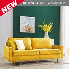 Modern Velvet Fabric Sofa 71" - Yellow - Yellow