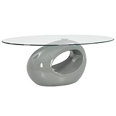Coffee Table With Oval Glass Top High Gloss Gray - Grey