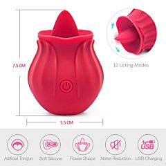 Cr-niannujiao Tongue Licking Sucking Vibrator Rose Red - Rose Red