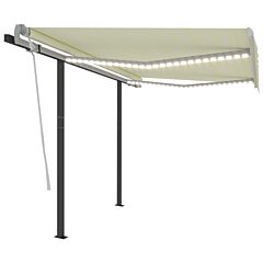Manual Retractable Awning With Led 118.1"x98.4" Cream - Cream