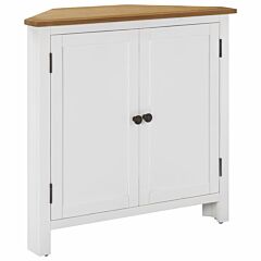 Corner Cabinet 31.5"x13.2"x30.7" Solid Oak Wood - White