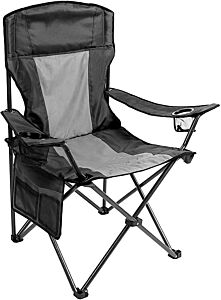 Outdoor Padded Folding Camping Chair Lawn Chair With Cup Holder,black+grey - Black+grey