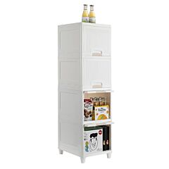 4-tire Storage Cabinet With 2 Drawers Organizer Unit For Bathroom Bedroom Rt - White