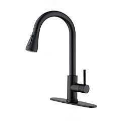 Kitchen Faucets With Pull Down Sprayer Stainless Steel Single Handle Single Hole For Kitchen Sink Faucet - Matt Black, Brushed Nickel