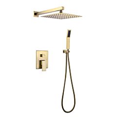 Wall Mounted Rain Shower System With 10 Inch Shower Head And Handheld Bathroom Brushed Gold Shower Set Contain Shower Faucet Mixer And Trim Kit (valve Included) - Brushed Gold