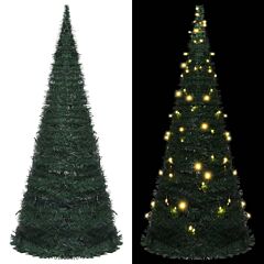 Pop-up String Artificial Christmas Tree With Led Green 82.7" - Green