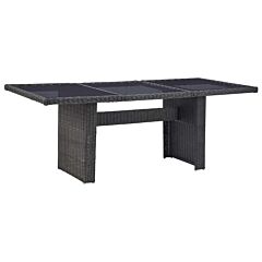 Garden Dining Table Black 78.7"x39.4"x29.1" Glass And Poly Rattan - Black