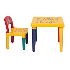 Kids Alphabet Table And Chair Set, Plastic Activity Furniture For Toddler, Study Play Arts Dining Patio Desk For Baby Girls/boys (age 3 And Up) Rt - Yellow & Red