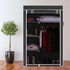64" Portable Closet Storage Organizer Wardrobe Clothes Rack With Shelves Black Rt - Black