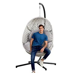 Large Hanging Egg Chair With Stand & Uv Resistant Cushion Hammock Chairs With C-stand For Outdoor - Beige