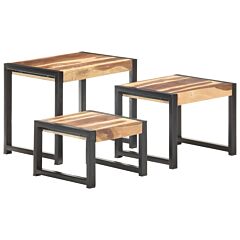 Nesting Tables 3 Pcs Solid Wood With Sheesham Finish - Brown