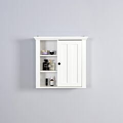 Bathroom Wooden Wall Cabinet With A Door 20.86x5.71x20 Inch - White