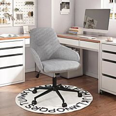 Linen Accent Adjustable Rolling Swivel Home Office Chair With Armrest - Gray