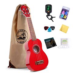Soprano Ukulele 21 Inch Mahogany Mini Kids Guitar Hawaiian Ukelele Instrument Kit Wood Ukalalee For Beginner Adults Kids Starter(red) - 21"