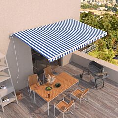 Automatic Retractable Awning 196.9"x118.1" Blue And White - Blue