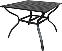 Square Aluminum Outdoor Dining Table For Lawn Backyard Garden - Dark Brown