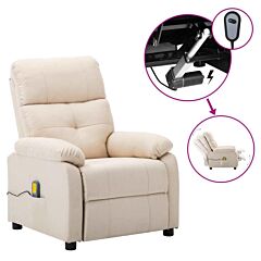 Electric Massage Recliner Chair Cream Fabric - Cream