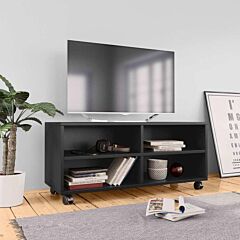 Tv Cabinet With Castors Black 35.4"x13.8"x13.8" Chipboard - Black