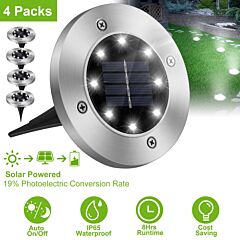 4pcs Solar Powered Ground Light Outdoor Ip65 Waterproof Buried In-ground Lamp Decorative Path Deck Lawn Patio Lamp - Silver