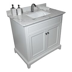 37inch Bathroom Vanity Top Stone Carrara White New Style Tops With Rectangle Undermount Ceramic Sink And Single Faucet Hole - Colorful