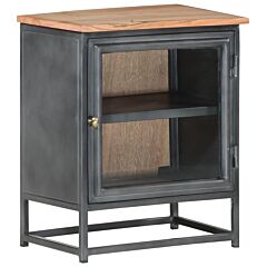 Bedside Cabinet Gray 15.7"x11.8"x19.7" Solid Acacia Wood - Grey
