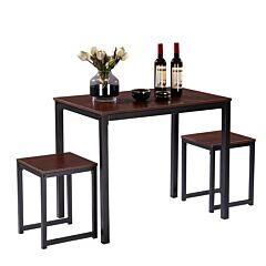 Simple Wood Grain 75cm High Three-piece Dining Table And Chair [90 X 60 X 75cm] Light Walnut Color Rt - Walnut