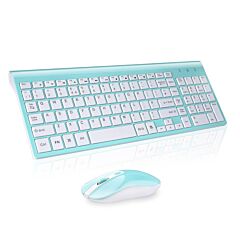 Fashion Wireless Keyboard Mouse Set 2.4g Thin Desktop Laptop Accessories - Blue