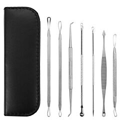 7 Pcs Blackhead Remover Kit Stainless Steel Pimple Comedone Acne Extractor Needle Tools - Silver