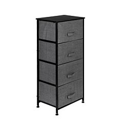 4-tier Dresser Tower, Fabric Drawer Organizer With 4 Easy Pull Drawers With Metal Frame,wooden Tabletop For Living Room, Closet, Grey - Grey