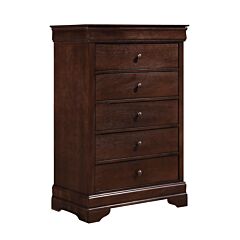 1pc Chest Of Drawers Brown Cherry Finish Okume Veneer Bedroom Furniture - Brown Mix