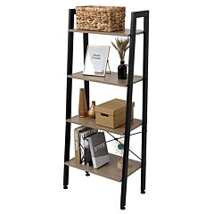 4 Tiers Industrial Ladder Shelf, Bookshelf, Storage Rack Shelf For Office, Bathroom, Living Room, Gray Color Rt - As Pic
