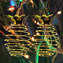 4pcs Solar Pineapple Led Lights Waterproof Hanging Lantern Garden Decor 60 Leds - Warm White