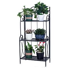 Metal Foldable 3-tier Plant & Home Décor Display Stand Rack / Book Shelf - Black