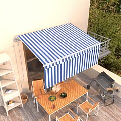 Automatic Retractable Awning With Blind 9.8'x8.2' Blue&white - Blue